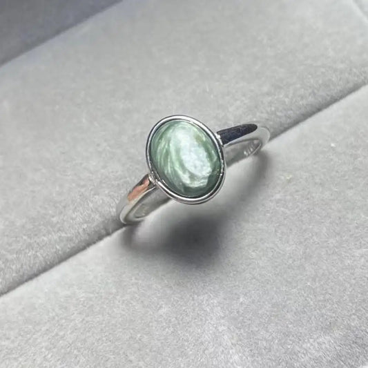 AKAC 925 sterling silver natural seraphinite adjustable ring Approx7-8*9-10mm send randomly wholesale
