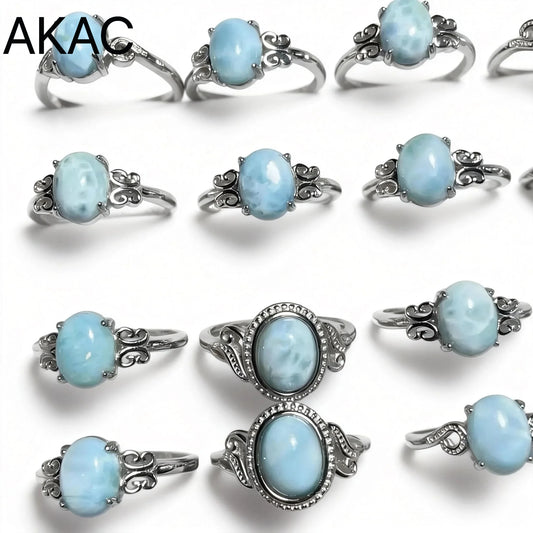 5rings AKAC natürlicher Larimar verstellbarer Ring ca. 7*9mm zufälliger Versand Großhandel