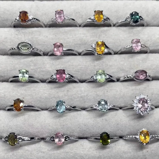 5-10 Stück Gemischter Produktlink Naturstein Saphir-Rosa Topas-Turmalin-Schwarzer Spinell-Rauchquarz-Weißquarz