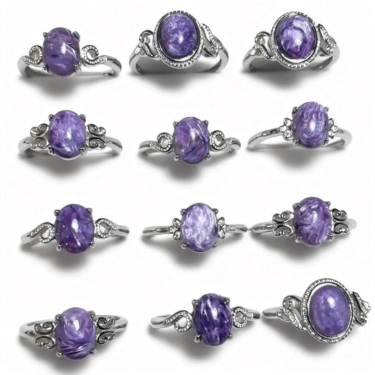 5 Stück AKAC 100 % natürliche Mischung Produktlink Charoit-Lepidolith-Lapislazuli-Aquamarin-Rhodochrosit-Hypersthen