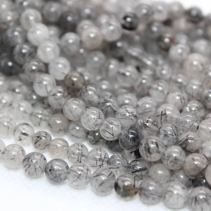 2 нити, примерно 5-5,5 мм, натуральные черные рутиловые кварцевые бусины для изготовления ювелирных изделий, дизайна, оптовая продажа.