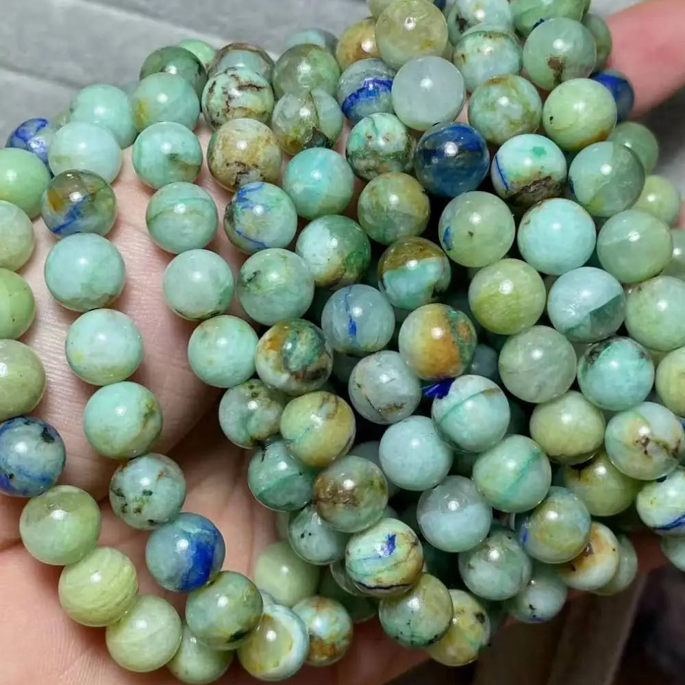 3 браслета AKAC, 100% натуральные бусины из азурита, приблизительно 8-8,8 мм.