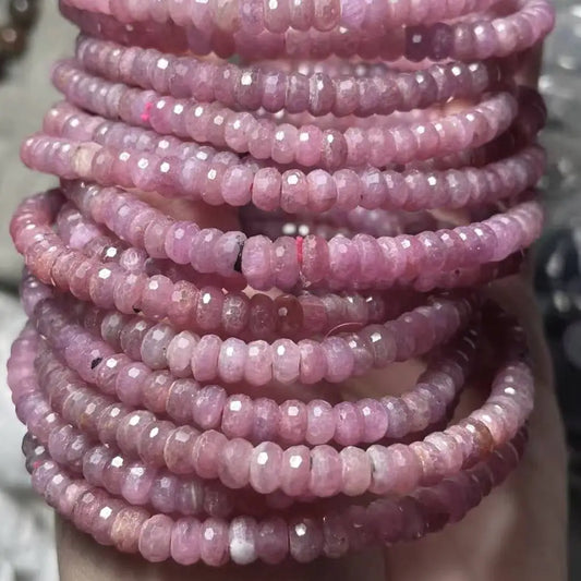 1bracelet Approx2-3.5*4-6mm  natural ruby faceted rondelle bracelet beads