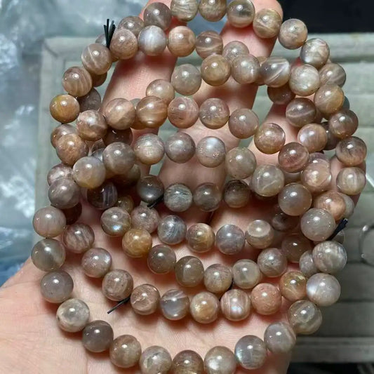 (102) clearance 5bracelets as photo approx8-8.8mm natural black golden sunstone bracelet beads