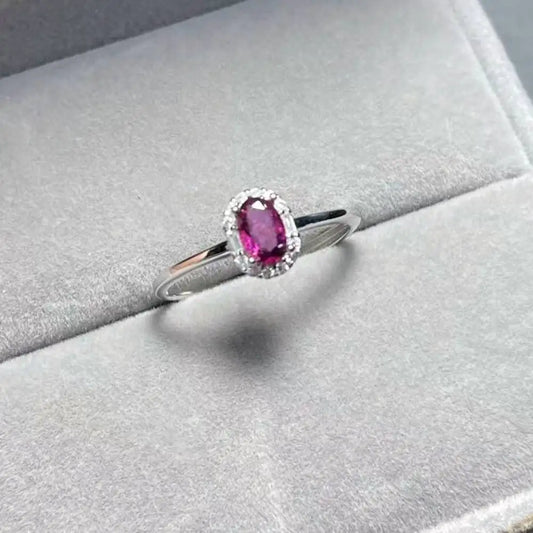 925 sterling silver AKAC  natural purple garnet adjustable ring Approx4*6mm