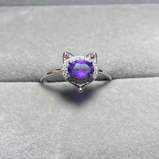 925 sterling silver AKAC  natural colorful quartz adjustable ring Approx5-6*7-8mm