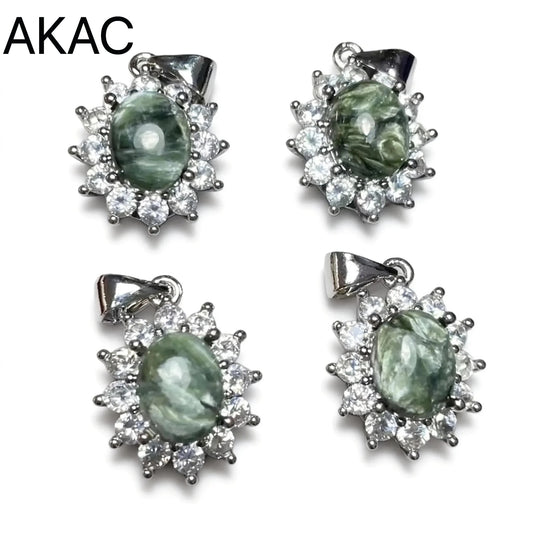 5 Anhänger Natur A+ grüner Seraphinit Anhänger Steingröße ca. 7*9mm