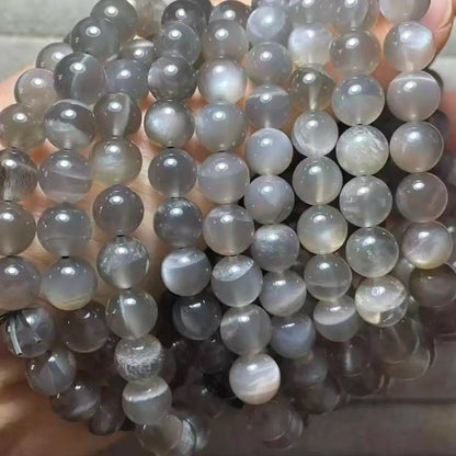 Номер распродажи (24) 5 браслетов примерно 8 мм, серый лунный камень оптом