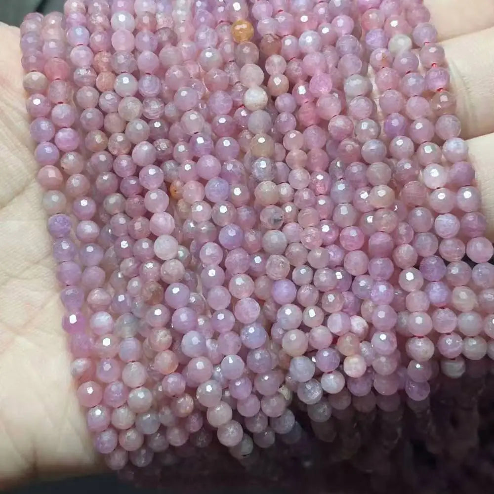 2 Stränge ca. 3,5-4 mm große, natürlich facettierte Rubin-Perlen zum Basteln von Armbändern und Halsketten