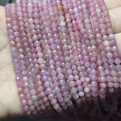 2 Stränge ca. 3,5-4 mm große, natürlich facettierte Rubin-Perlen zum Basteln von Armbändern und Halsketten