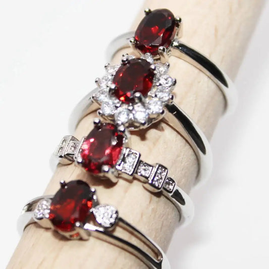 5 Ringe 10 Ringe ca. 5*7mm Großhandel AKAC natürlicher roter Granat verstellbarer Ring für Damen