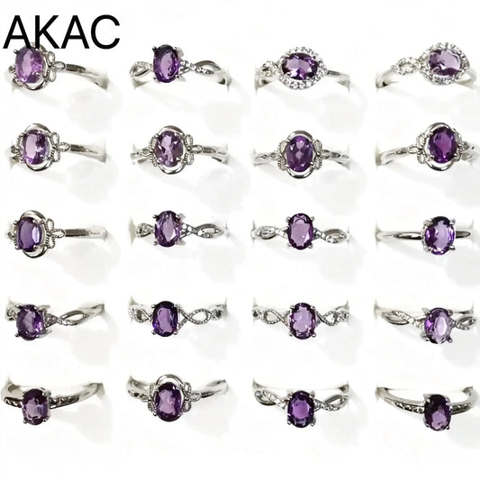 5 Ringe 10 Ringe ca. 5*7mm natürlicher Amethyst verstellbarer Damenring Großhandel