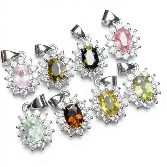 5 Stück Natürlicher bunter Turmalin-Anhänger, Steingröße ca. 5*7mm, zufällig ausgewählt.