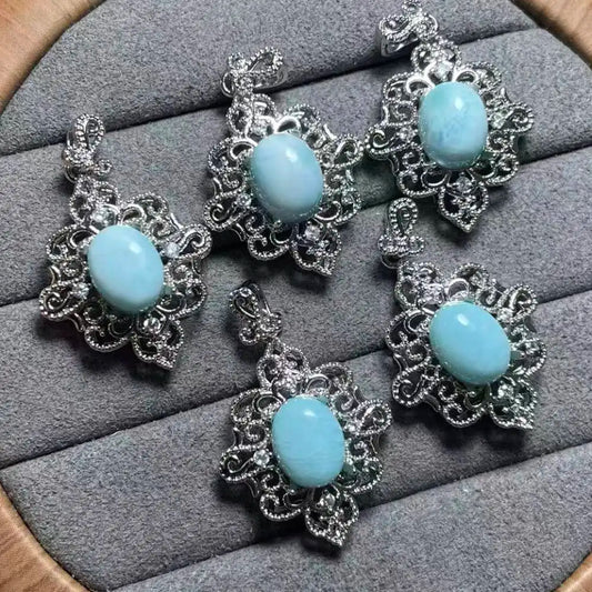 5 шт./комплект, примерно 7x9 мм, натуральные бусины ларимар для изготовления ювелирных изделий, аксессуаров своими руками, оптовая продажа.