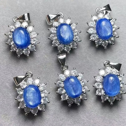 5 Stück AKAC Natürlicher Kyanit-Anhänger, Steingröße ca. 7*9mm, zufällig versandt