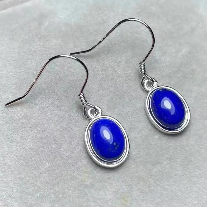 925 스털링 실버 천연 라피스 라줄리 펜던트 귀걸이