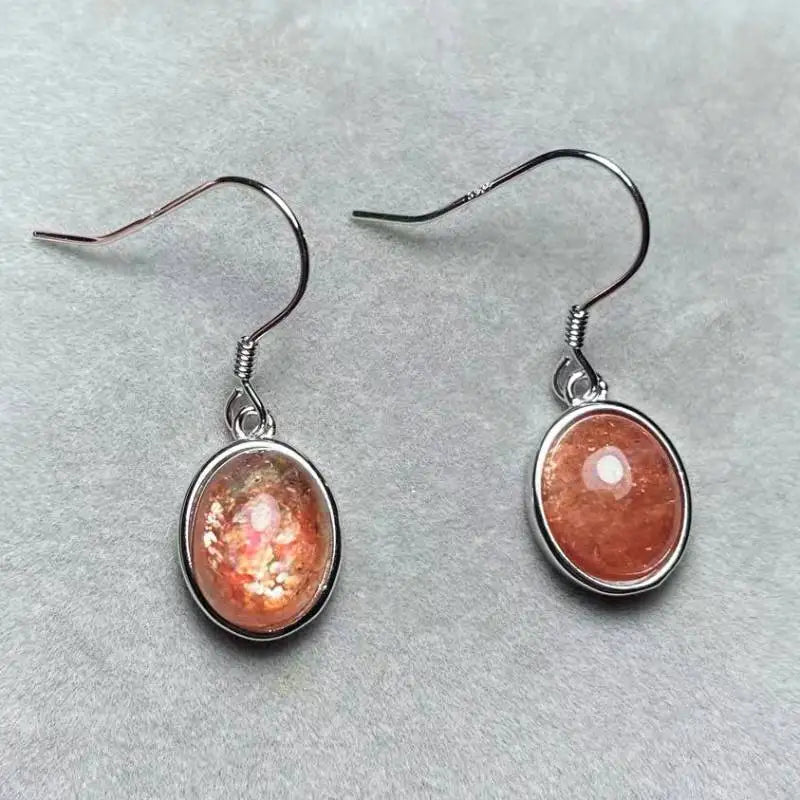 925 스털링 실버 천연 골든 선스톤 귀걸이 스톤 크기 약 8*10mm