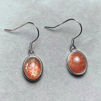 925 스털링 실버 천연 골든 선스톤 귀걸이 스톤 크기 약 8*10mm