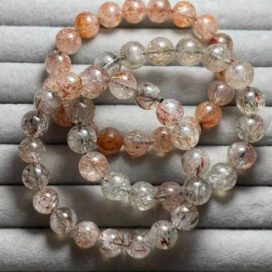 (90) 3bracelets  approx10-11mm  natural black golden rutile quartz bracelets beads