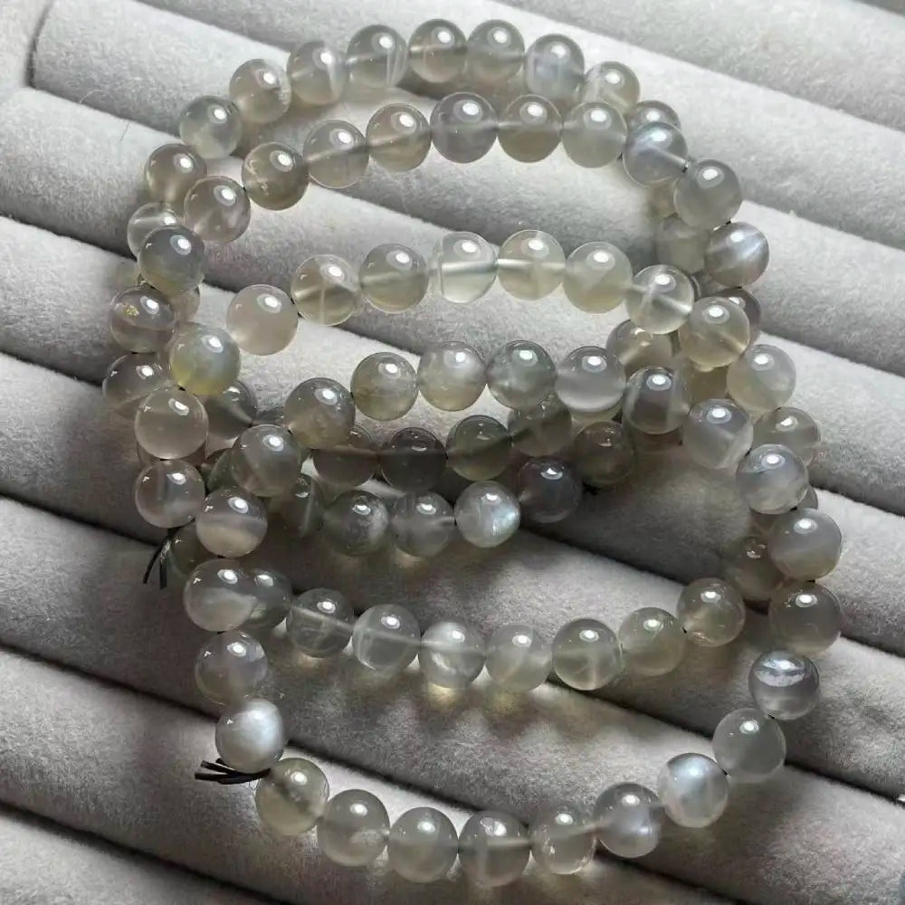 Номер распродажи (17) 4 браслета, как на фото, приблизительно 8 мм, натуральный серый лунный камень оптом