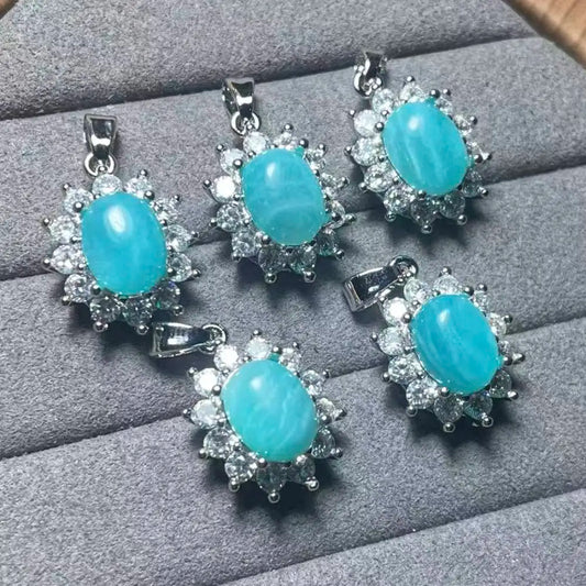 5 Stück AKAC ca. 7x9mm Natürlicher Amazonit für DIY-Herstellung, zufällig ausgewählt