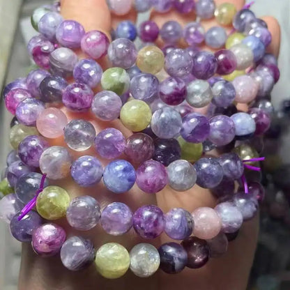 2 браслета/комплект, приблизительно 7-9 мм, AKAC, 100% натуральный лепидолит смешанных цветов, оптовая продажа.