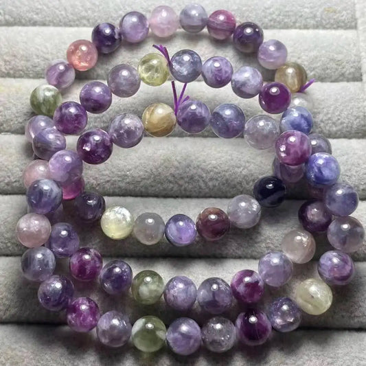 Liquidación de 3 pulseras (103) AKAC aprox. 8-8,5 mm, cuentas de pulsera de cristal de diópsido de abuela natural y colorida