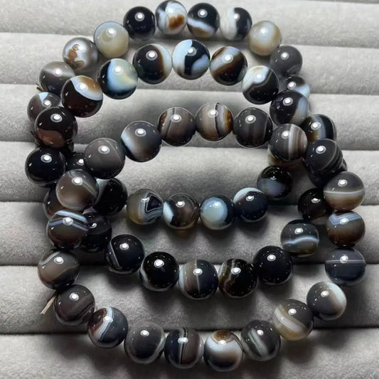 (43) 3Bracelets  approx10mm  natural black agate wholesale AKAC