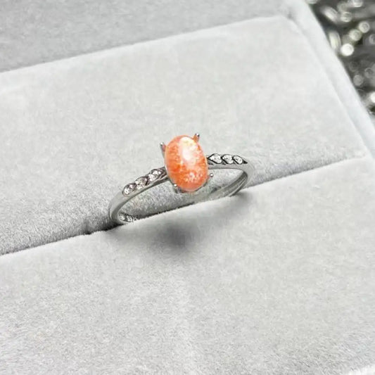 AKAC natural golden sunstone  925 sterling silver ring stone size approx5*7mm send randomly