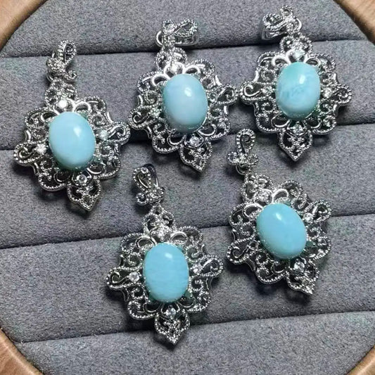 5 шт./комплект, примерно 7x9 мм, натуральные бусины ларимар для изготовления ювелирных изделий, аксессуаров своими руками, оптовая продажа.