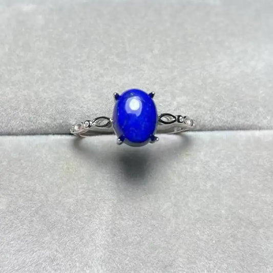 925 sterling silver Natural lapis lazuli adjustable ring Stone size approx7*9mm