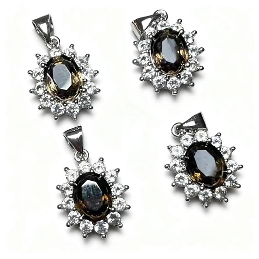 5 Stück AKAC natürlicher Rauchquarz-Anhänger, Steingröße ca. 7*9mm, zufällige Auswahl