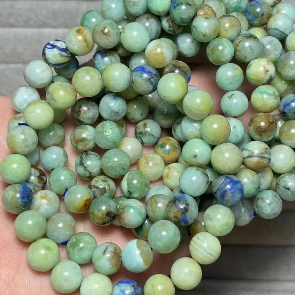 3 браслета AKAC, 100% натуральные бусины из азурита, приблизительно 8-8,8 мм.