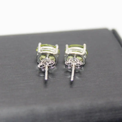 925 스털링 실버 약 5*7mm 천연 페리도트 스터드 귀걸이 도매