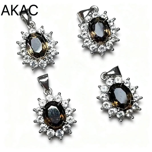 5 Stück AKAC natürlicher Rauchquarz-Anhänger, Steingröße ca. 7*9mm, zufällige Auswahl