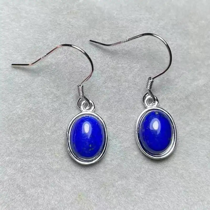 925 스털링 실버 천연 라피스 라줄리 펜던트 귀걸이