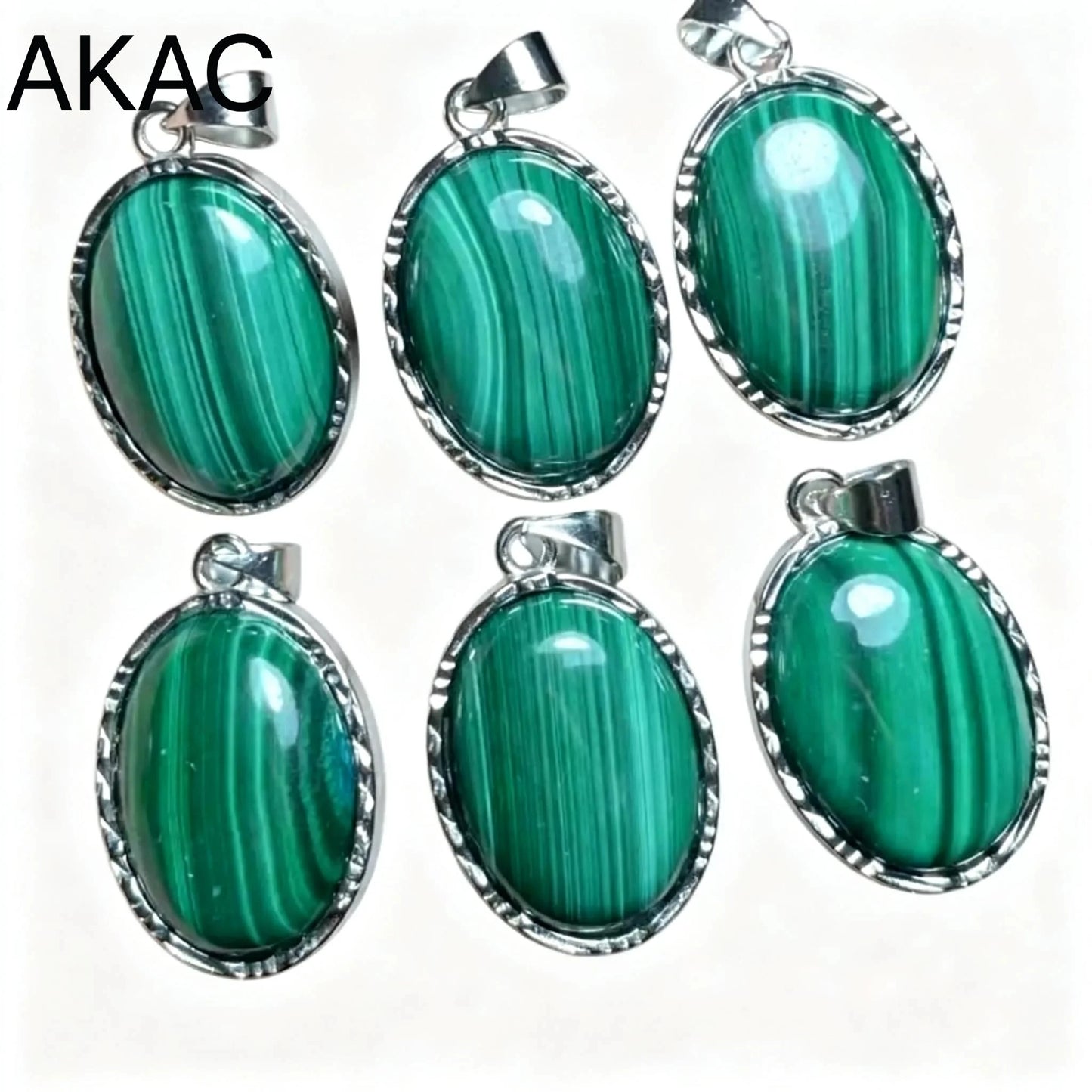 4 Stück AKAC ca. 13*18mm Anhänger aus natürlichem Malachit und Weißkupfer, zufällige Auswahl