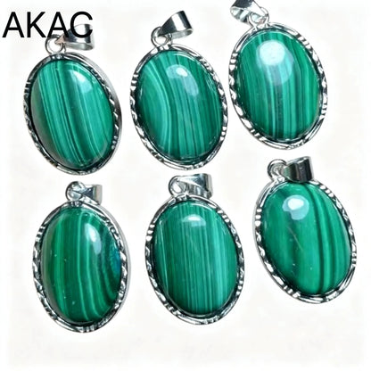 4 Stück AKAC ca. 13*18mm Anhänger aus natürlichem Malachit und Weißkupfer, zufällige Auswahl