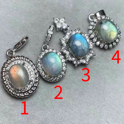 4 Stück AKAC Natürlicher Labradorit-Anhänger, Steingröße ca. 8*10mm, zufällig versandt