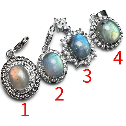 4 Stück AKAC Natürlicher Labradorit-Anhänger, Steingröße ca. 8*10mm, zufällig versandt