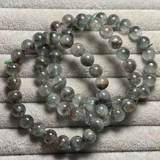 Numéro de liquidation (16) 3 bracelets comme sur la photo, quartz fantôme naturel d'environ 8 mm, vente en gros