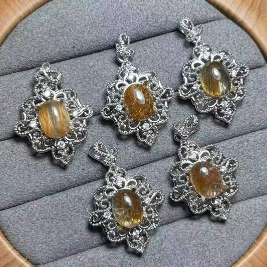 5 Stück/Set ca. 7x9mm natürlicher Kupfer-Rutilquarz für Schmuck-DIY-Zubehör Großhandel