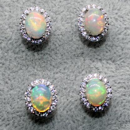 여성용 925 스털링 실버 천연 파이어 오팔 스터드 귀걸이, 스톤 크기 약 5-6*7-8mm