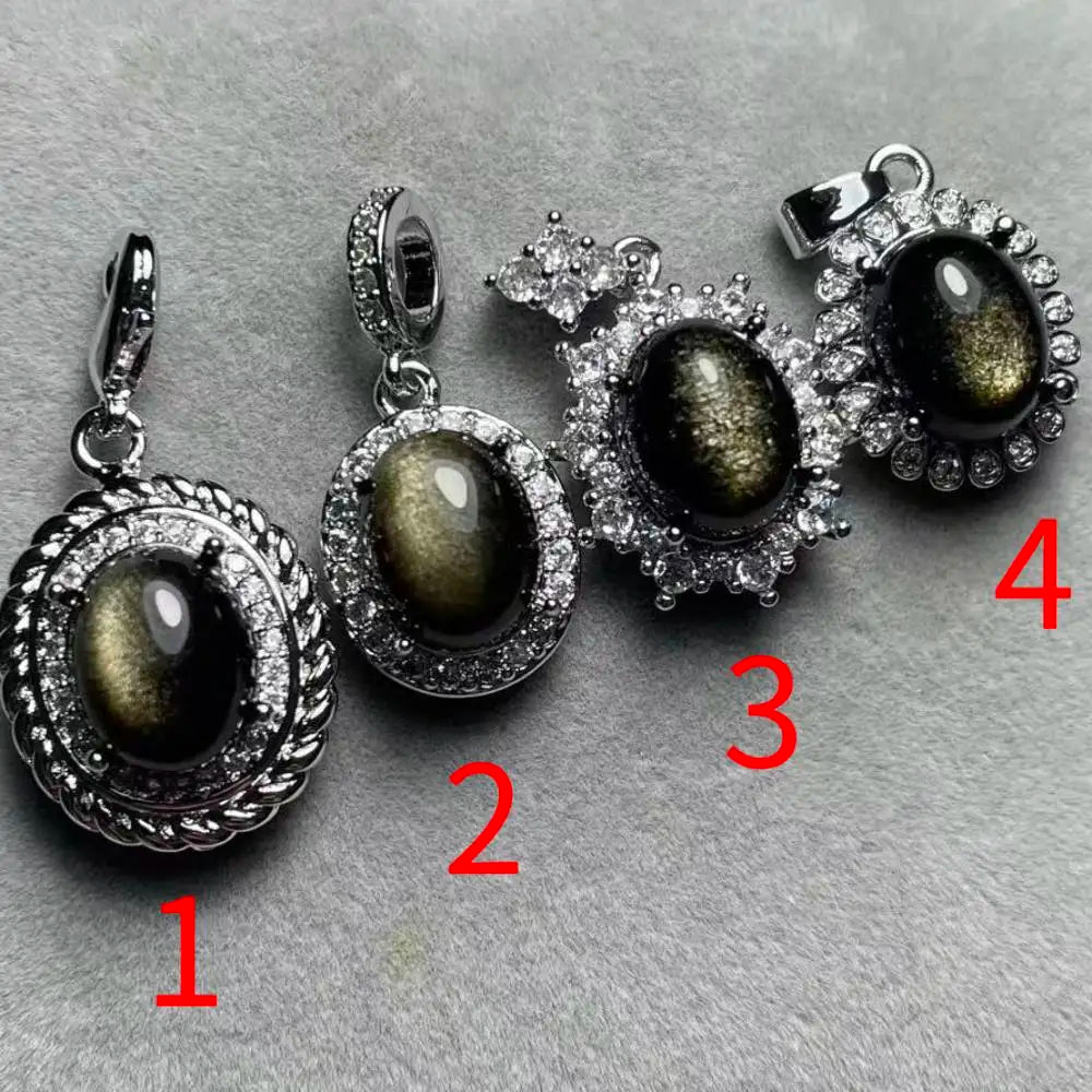 4 Stück AKAC Natürlicher goldener Obsidian-Anhänger Steingröße ca. 8*10mm, zufällig ausgewählt
