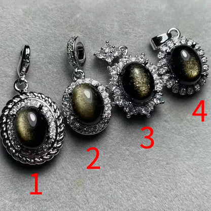 4 Stück AKAC Natürlicher goldener Obsidian-Anhänger Steingröße ca. 8*10 mm wird zufällig gesendet