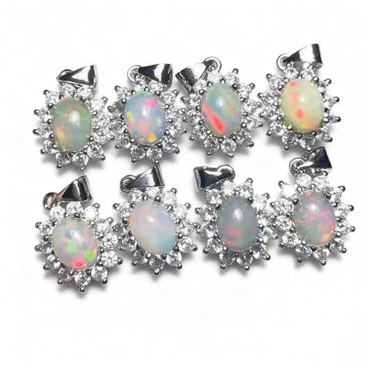 5 Anhänger aus natürlichem Feueropal, Steingröße ca. 6*8mm