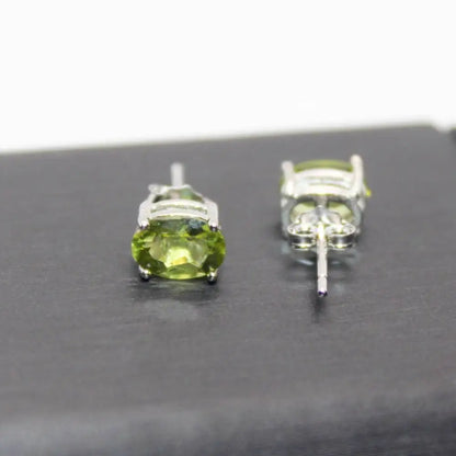 925 스털링 실버 약 5*7mm 천연 페리도트 스터드 귀걸이 도매