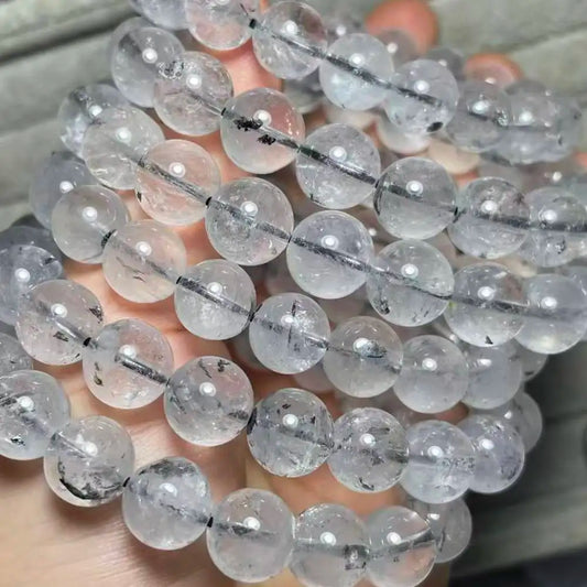 1-2bracelets approx10-12mm natural black herkimer diamond bracelets beads