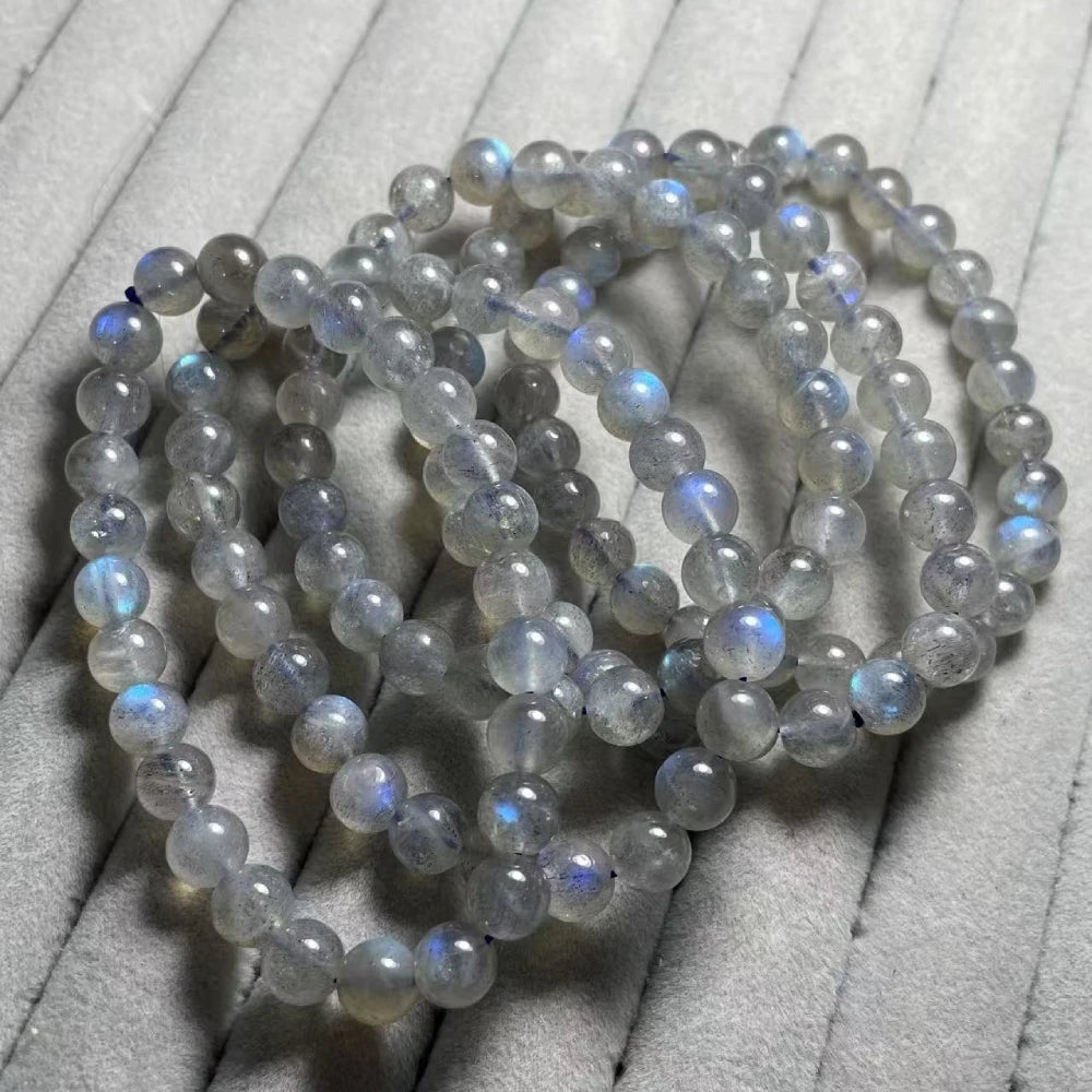 Номер распродажи (35) 5 браслетов примерно 7 мм, голубой блестящий лабрадорит оптом