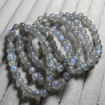 Номер распродажи (35) 5 браслетов примерно 7 мм, голубой блестящий лабрадорит оптом
